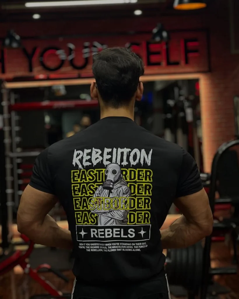 Rebellion oversized tee in the gym